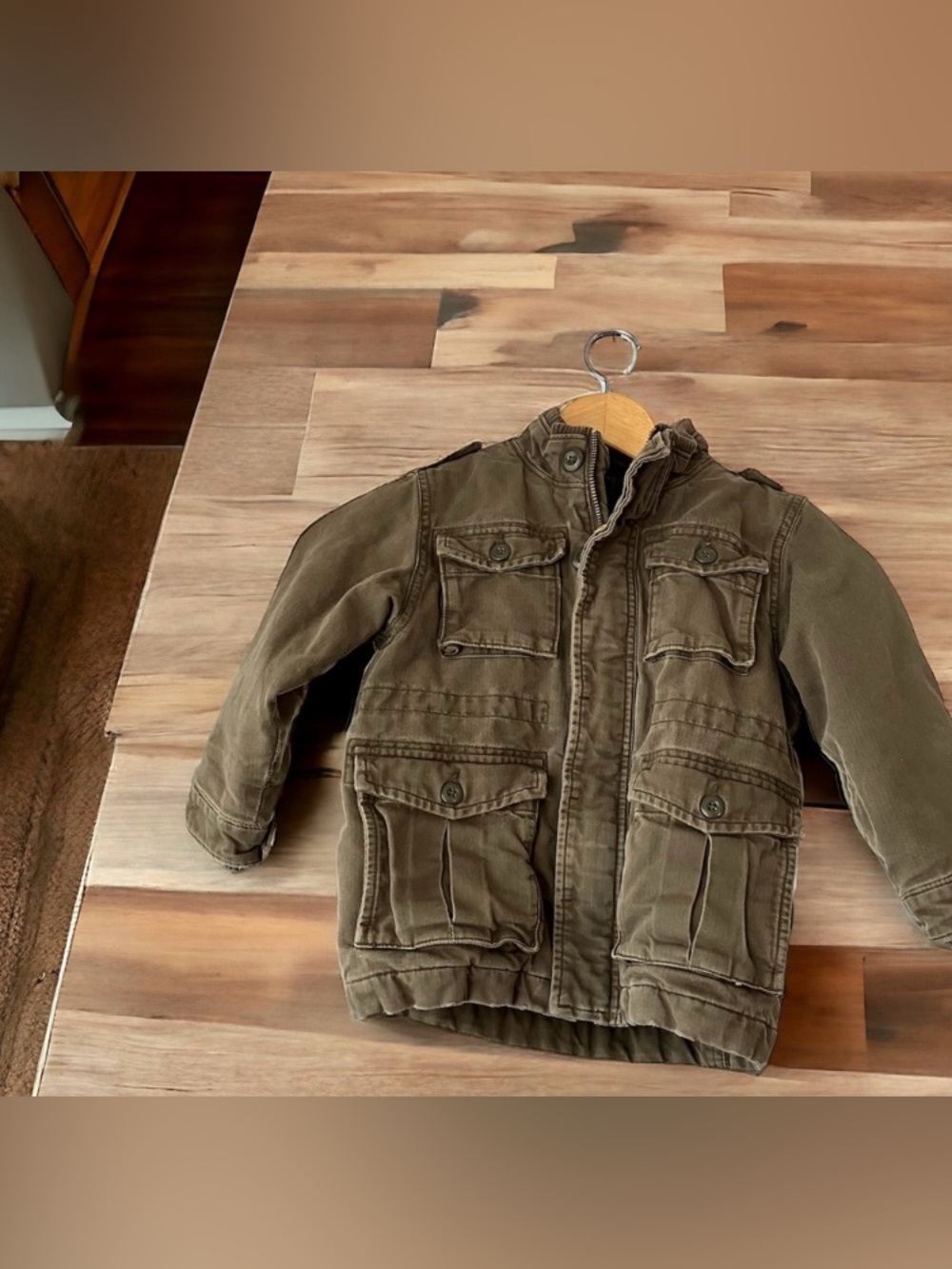 Baby Gap Khaki Bomber Jacket - Kids size 4T Boys Girls Army Distressed